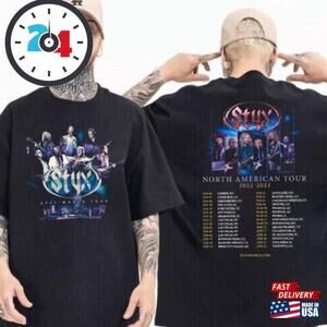 Styx Band T-Shirt World Tour Shirt Music Festival Unisex Classic 2 Sided